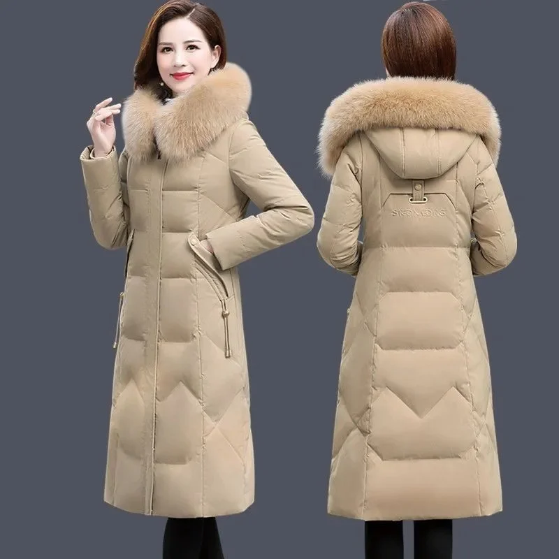 2024 New Winter Puffer Jacket Women's Warm Parkas Fashion Fur Collar Hooded Long Coat Women's Oversize Thick Warm Overcoat Outwe