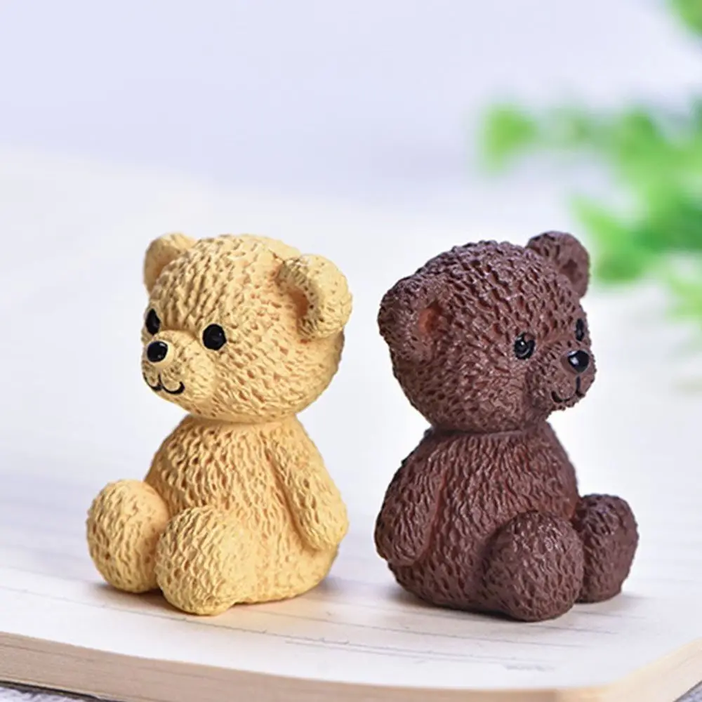 Micro Landscape Decoration Cute Miniature Bear Figurines Mini Funny Cartoon Animal Statue Handmade Plastic Bear Ornament Home