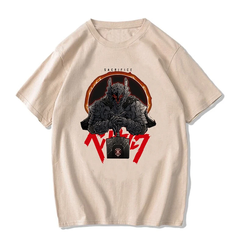 Streetwear Japanese Anime Harajuku Berserk Guts Eyes Print Funny T Shirt Cool Graphic Sumer T-shirt Manga Tshirt Hip Hop Tees