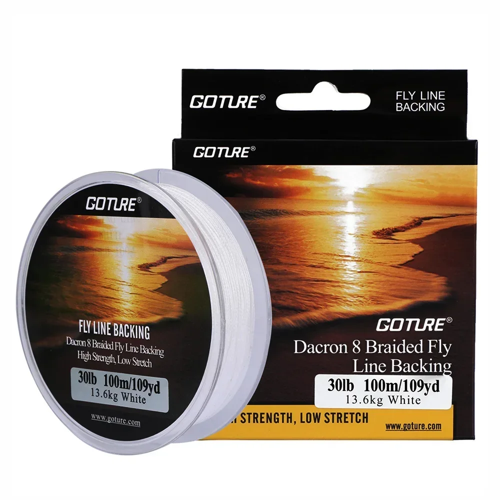 Goture Fliegenfischen Backing Line 100M/109Yrd Angelschnur 20lb/30lb 8-fach geflochten für Fliegenfischen