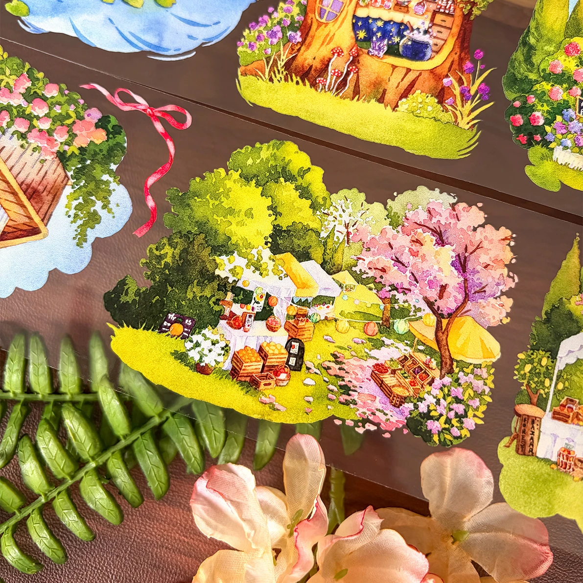 70mm*5m Vintage Forest Picnic Flower House Landscape PET Tape Creative DIY Journal Material Collage Scrapbooking Stationery