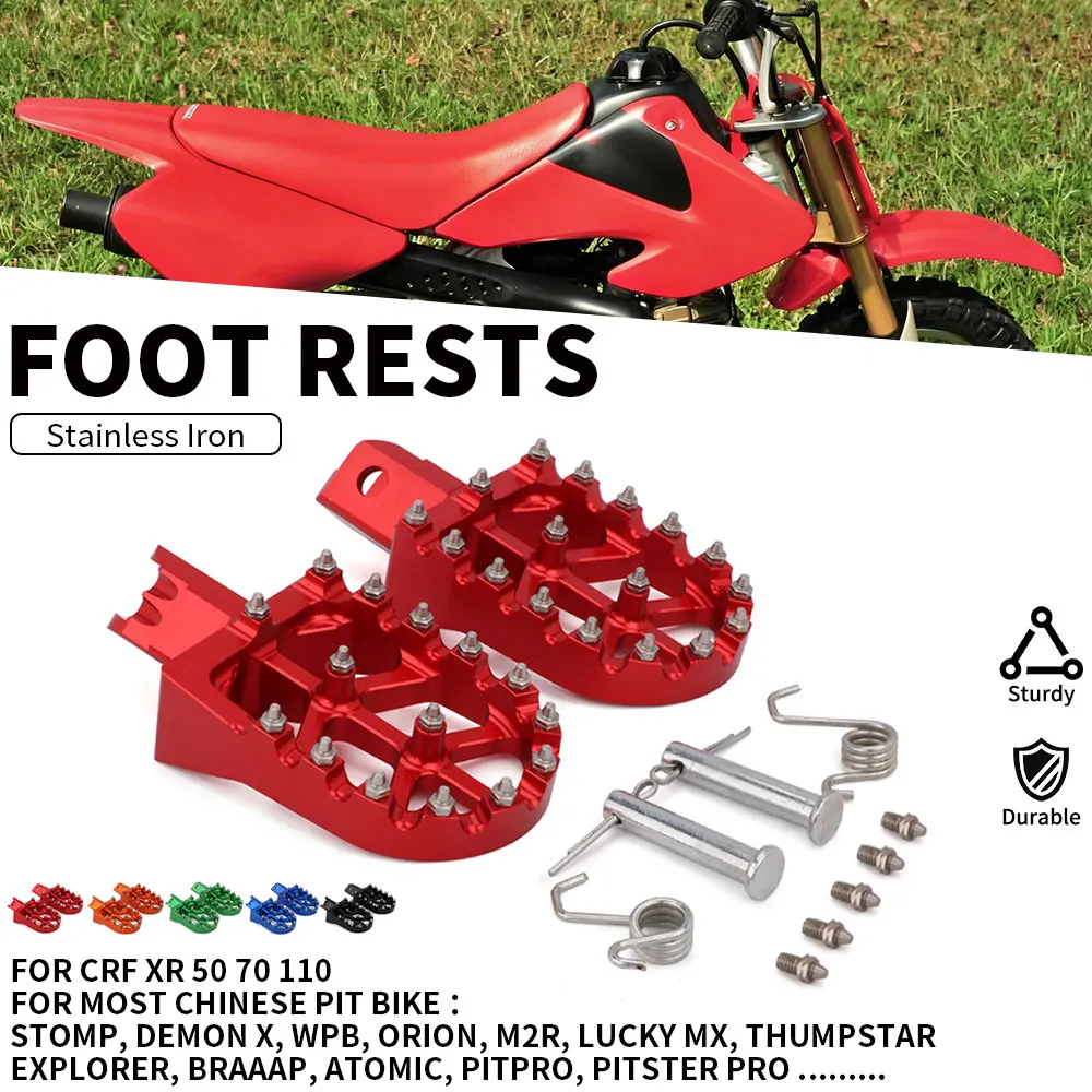 Universelle CNC-Farbige Motorrad-Fußrasten für HONDA CRF XR 50 70 110 M2R SDG DHZ SSR KAYO Pit Bike aus Aluminium