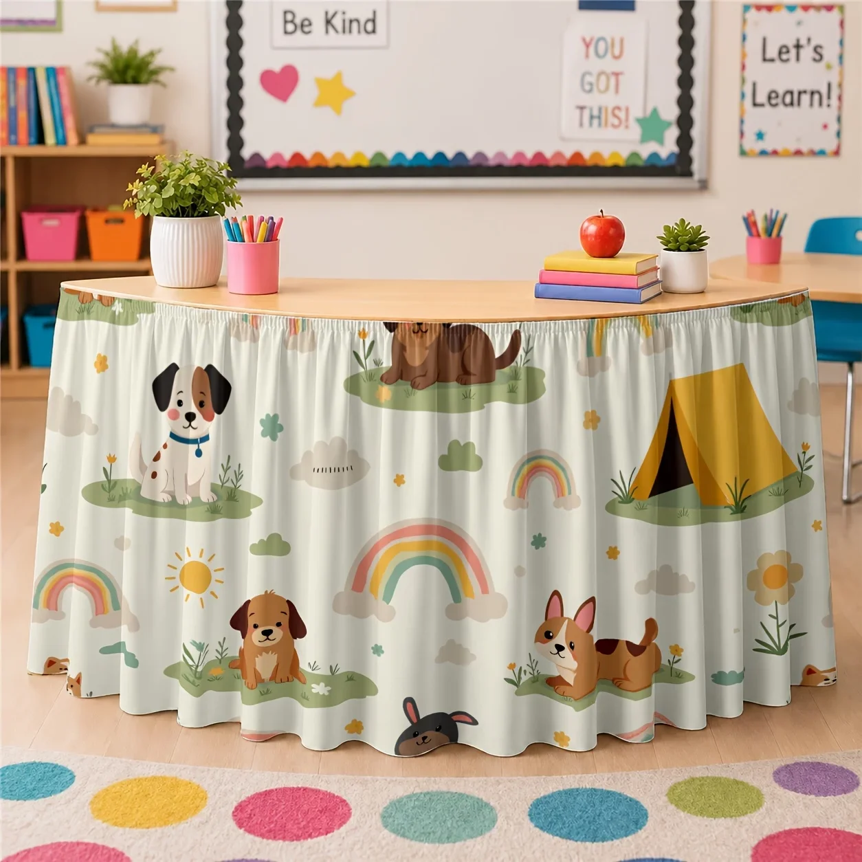 One piece of country-style tablecloth, rainbow sunflowers - very suitable for weddings and baby showersxzj