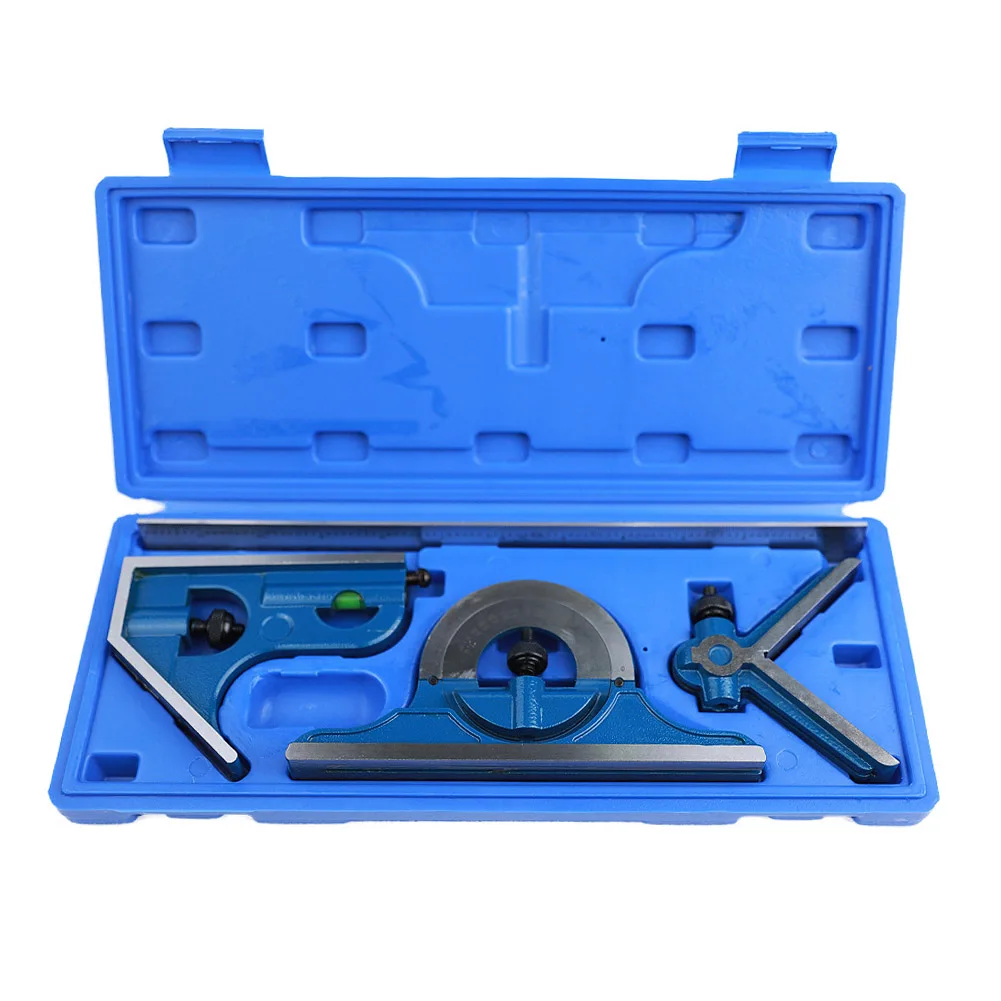 

4Pcs 180 Degree Bevel Protractor Angle Combination Set for Precision Measurement in Machinery and Textile Industries