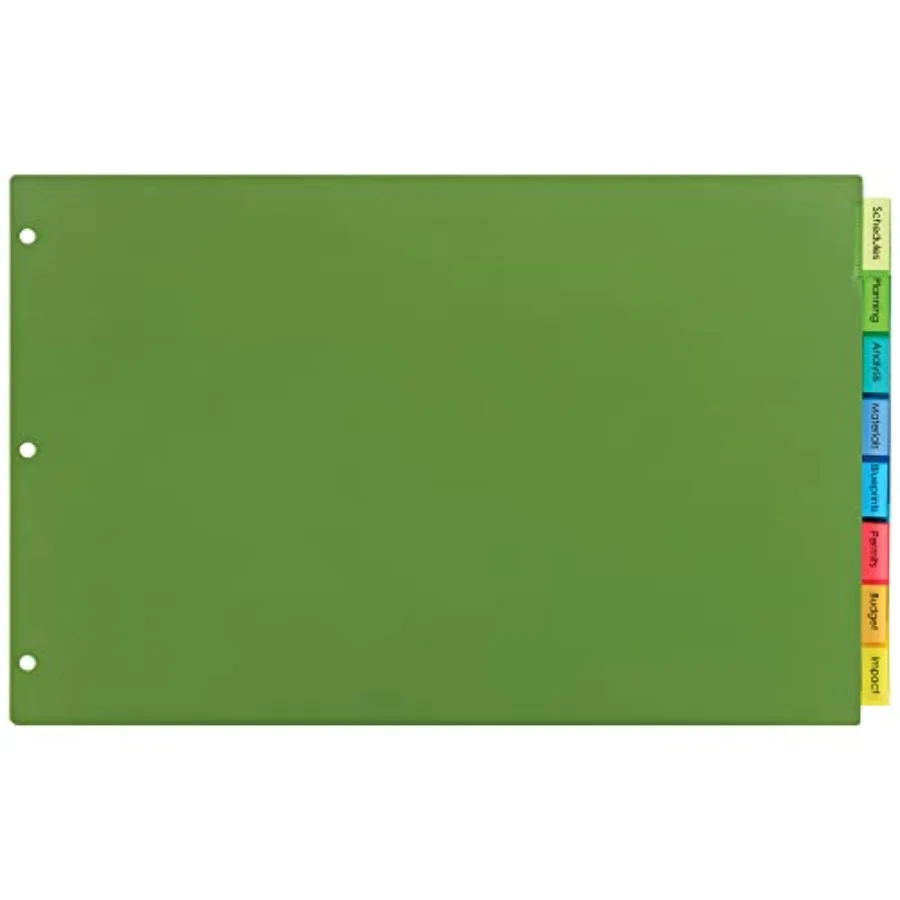 

Dividers for 3 Ring Binders, 8-Tab Plastic Binder Dividers, 11" x 17", Insertable Big Tabs, Multicolor, 1 Set 11179