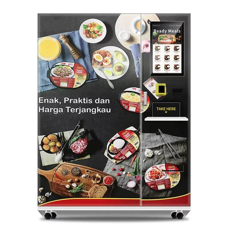 آلة تخصيص - آلة بيع الأطعمة المجمدة 18 درجة مئوية آلة بيع الوجبات الساخنة مع تسخين الميكروويف التلقائي