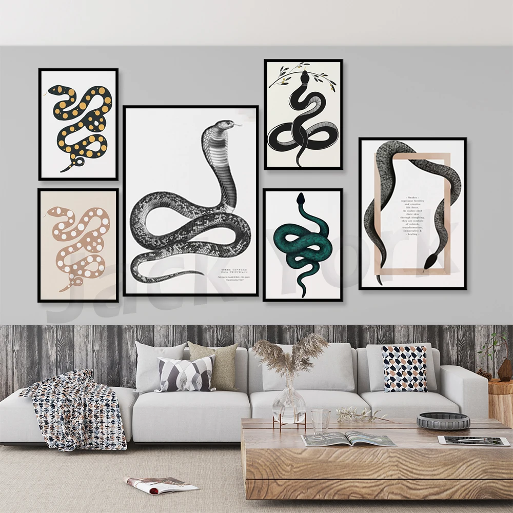 Living Room Wall Art Print, Snake Art Print, Emerald Wall Art Decor, Modern Art Mid Century Art Gallery, Snake Art