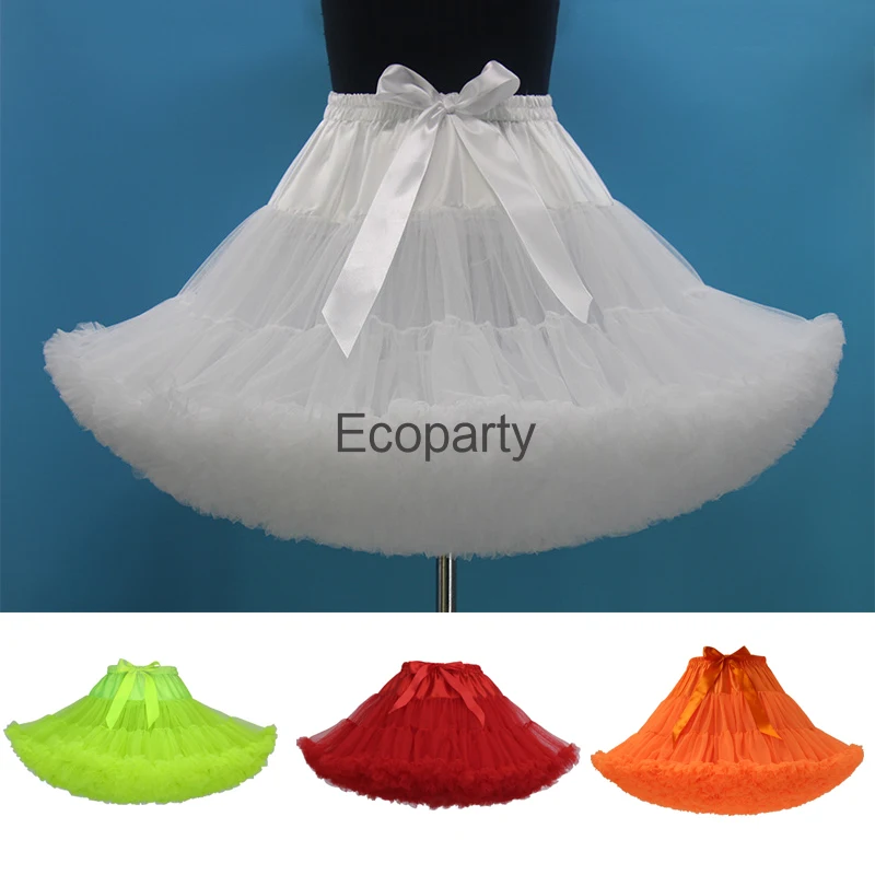 

14 Colors Petticoat Women Lolita Petticoat Solid A-Line Puffy Tutu Skirt Layered Ballet Pettiskirts Big Bowknot Underskirt