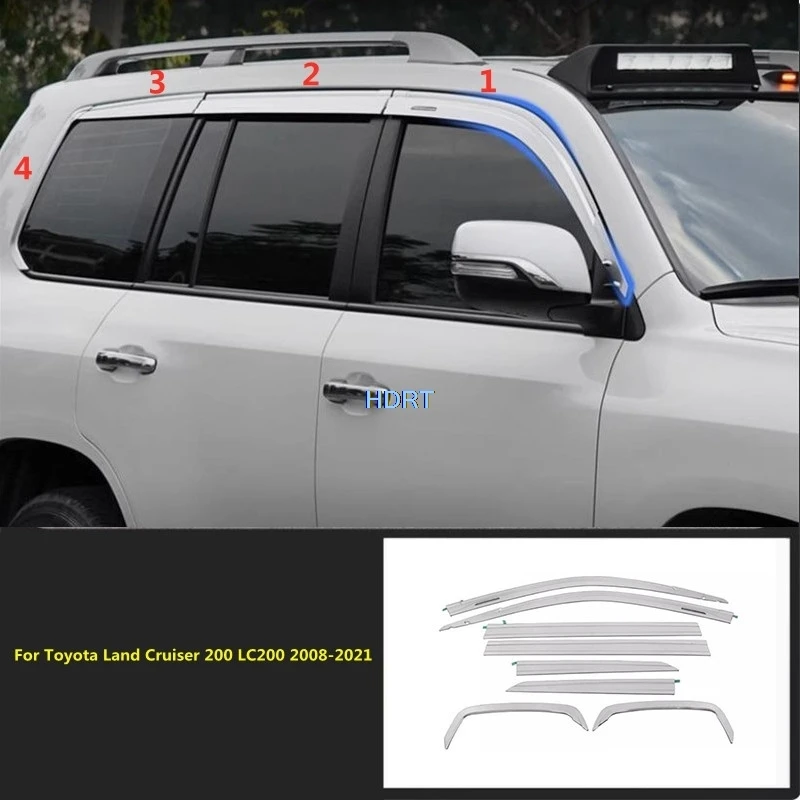 For Toyota Land Cruiser 200 LC200 2008-2021 Car Style Accessories Window Sun Rain Shelter Shade Vent Visor Weather Shield Cover