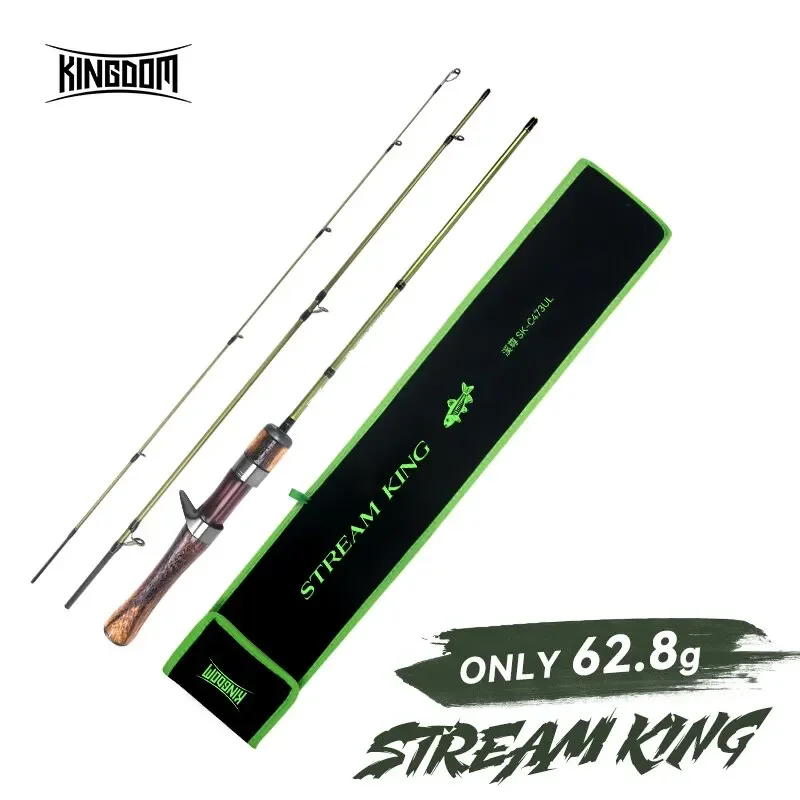 Kingdom-Ultralight Carbon Rods, MF Action Spinning Casting Fishing Rods, UL L Power Travel Rod for Trout Pike, 3 Sections