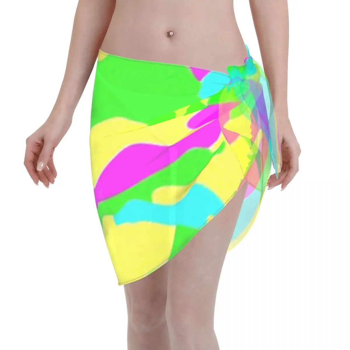 

Promotion Neon Overload Vibrant Retro Anti-Camo Pattern Women's Beach Wrap SkirtSpa Treatment Outfit Swim Wrap