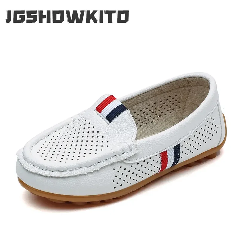 JGSHOWKITO buty dla chłopców moda miękkie płaskie mokasyny dla malucha chłopiec duże dzieci trampki dzieci mieszkania oddychające mokasyny wycięcia