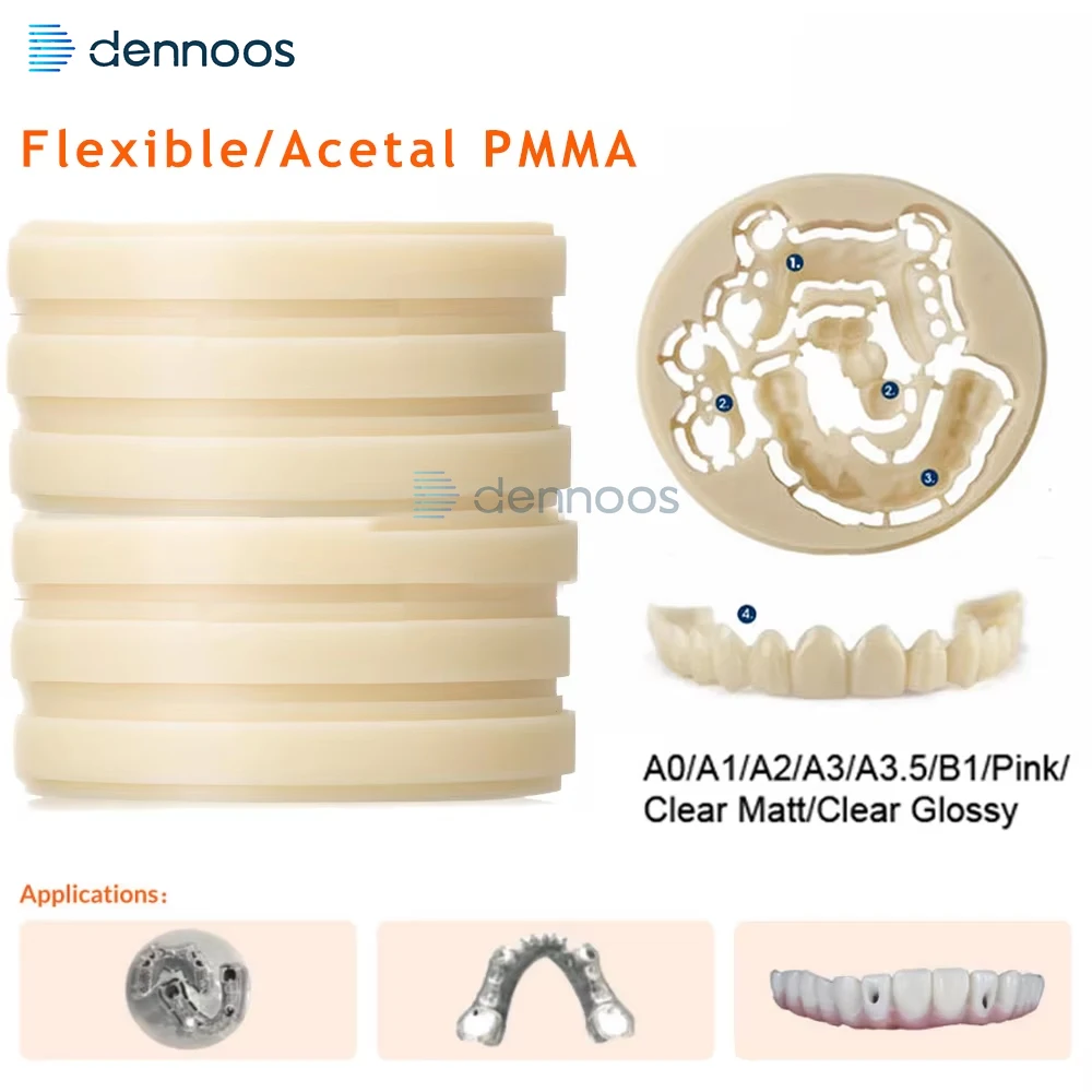 Dental Acetal PMMA Disc 98mm VITA16 BL1/Clear/Pink Color  Flexible PMMA Blocks Dental Lab CAD CAM System Dental Milling Blank