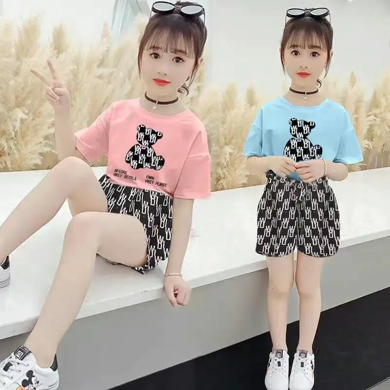 

Kids Brand T-shirt Clothes Girls Casual Short Sleeve Shorts Toddler Top Trend Charming Beautiful Girls Sunshine Fashion Set 12T