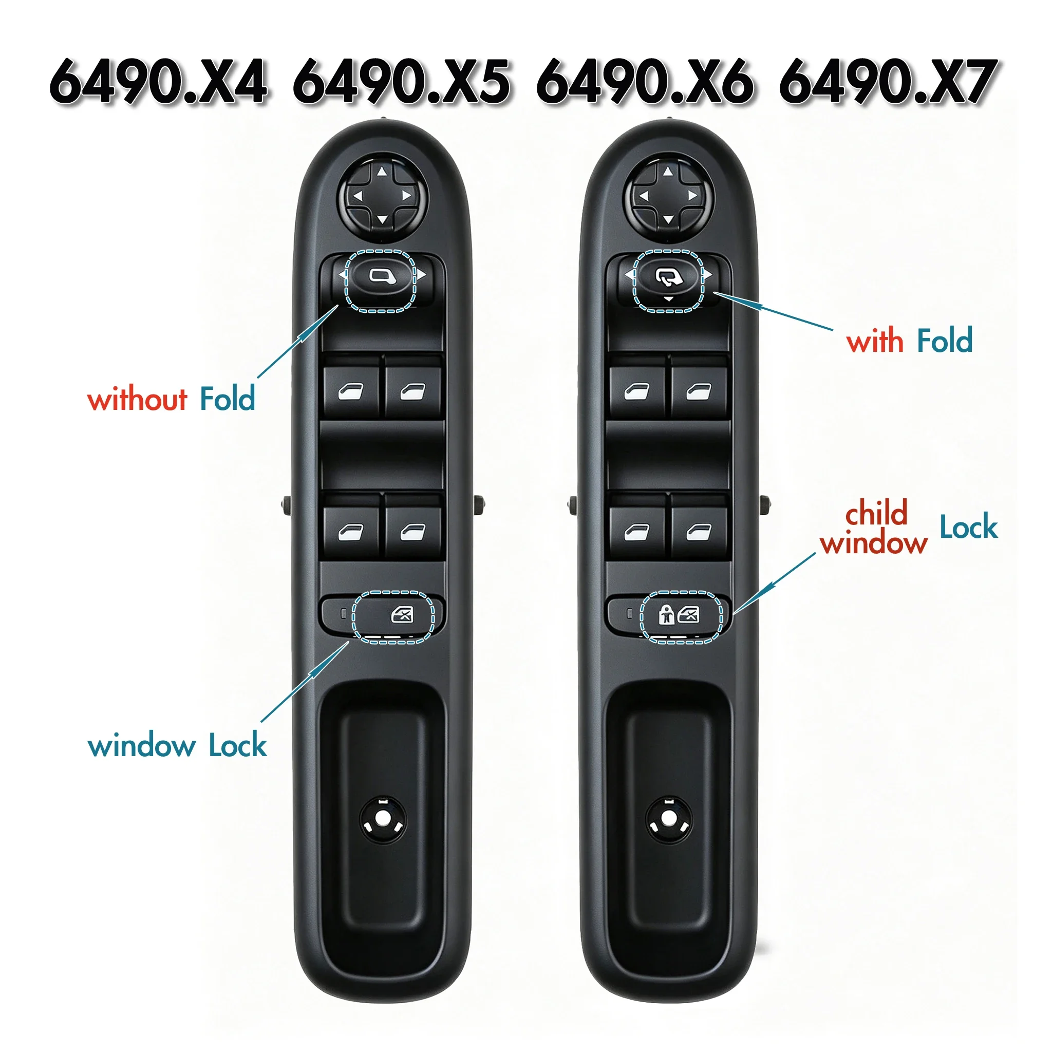 For Peugeot 3008 MPV 5008 Hatchback Wagon,Driver Side Electric Master Power Window Switch Lifter Control Button 6490X5 6490X6