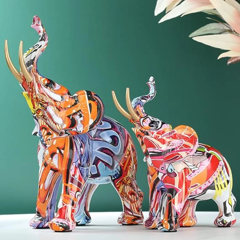 

Graffiti Elephant Statue, Colorful Home Decor Art Elephant Statue, Suitable for Living Room, Bedroom, Office Space Decoration.