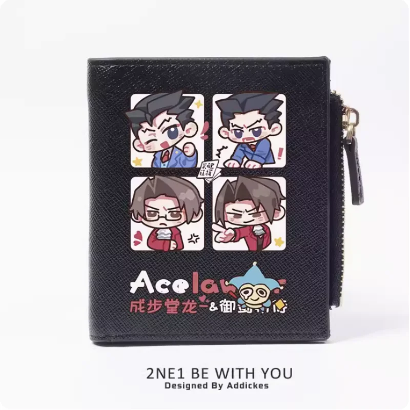 Anime Ace Attorney Fashion Wallet PU Purse Card Coin Zipper Money Bag Cosplay Gift B779