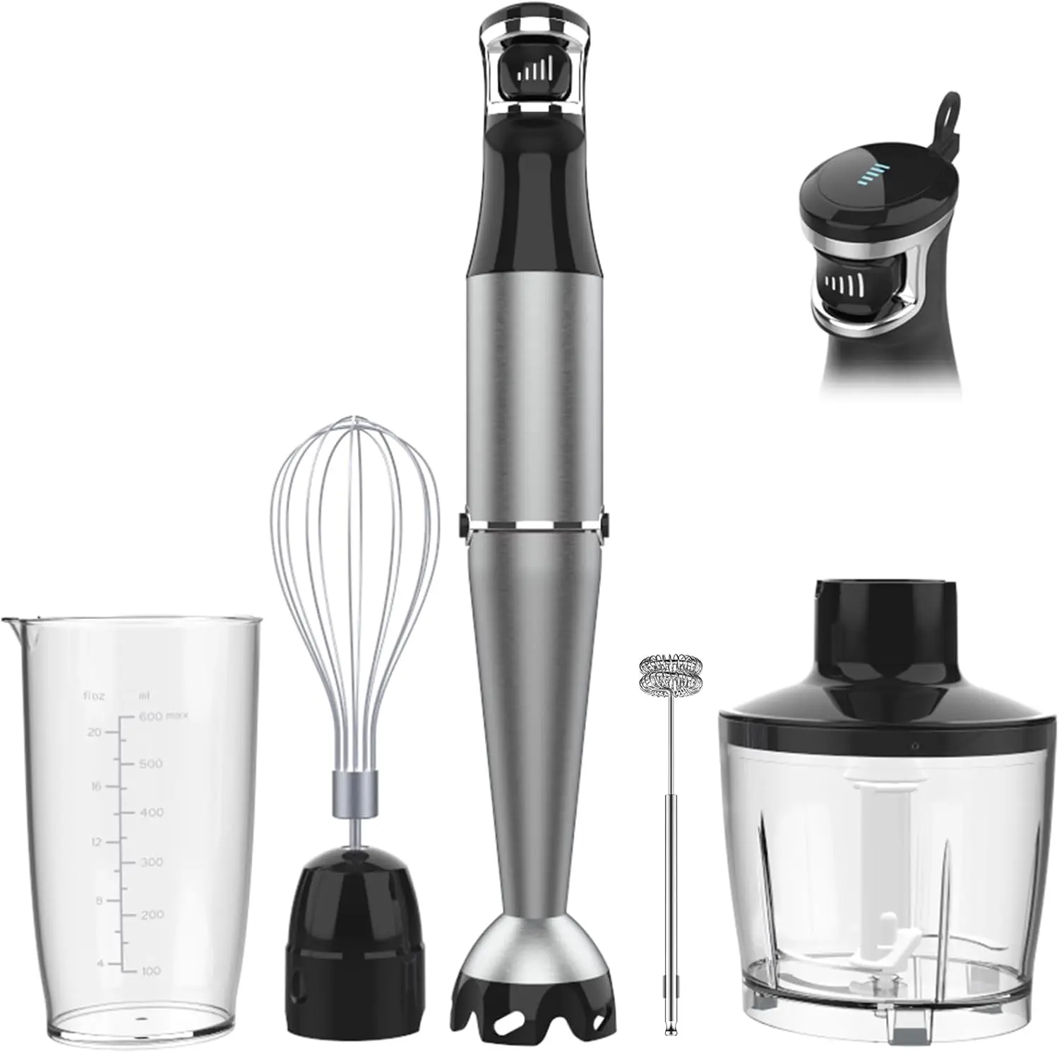 Immersion Blender Hand Blender 1100W, Trigger Variable Speed 5 in 1 Stick Blender, Emulsion Blender w/ Chopper, Whisk & Frother