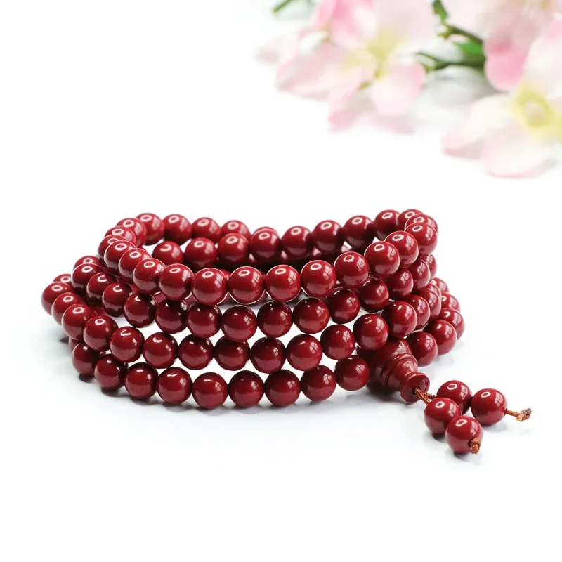 

Natural Authentic cinnabar bracelet purple gold sand 108 beads necklace Men's and women's fine jewelry