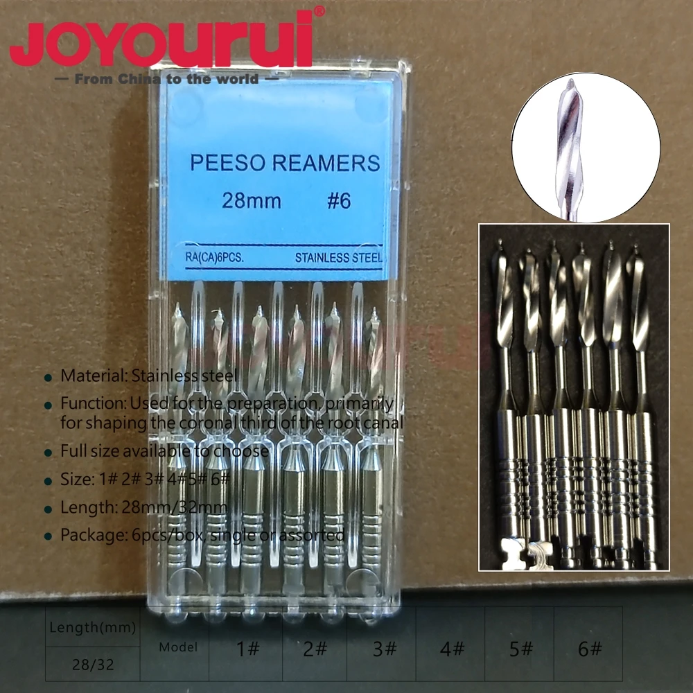 6 قطعة/الحزمة الأسنان اللبية U/F الحفر بوابات Glidden Pesso مخرطة قناة الجذر 32/28 مللي متر محرك استخدام الفولاذ المقاوم للصدأ إندو ملف الأسنان #6