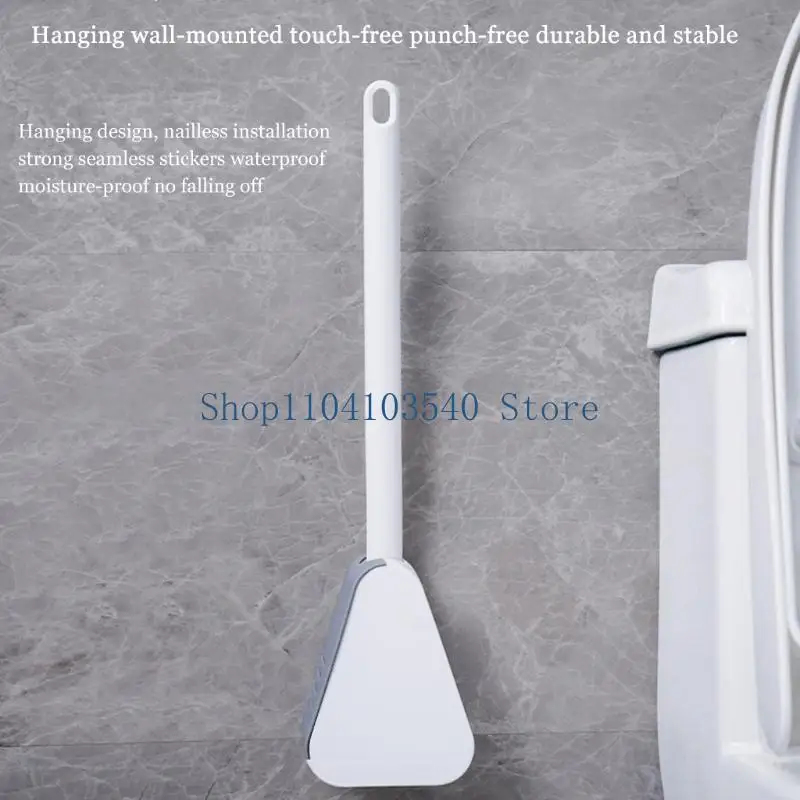 

02DC Bathroom Toilet Bowl Brush Toilet Cleaning Brush Kit with Soft Plastic Non-slip Long-handled Tpr Bristles Clean Easily