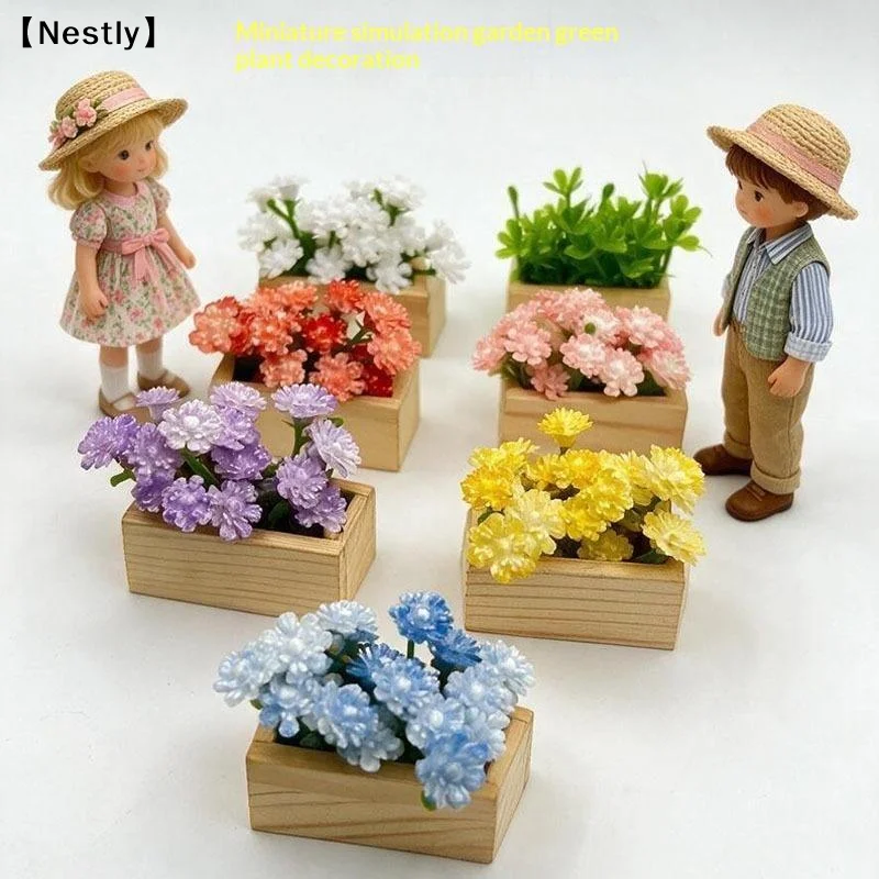 Miniature Artificial Gypsophila Potted Plant Ornament Micro Landscape Garden Decor Dollhouse Scene Flower Potted Model〔Nest〕
