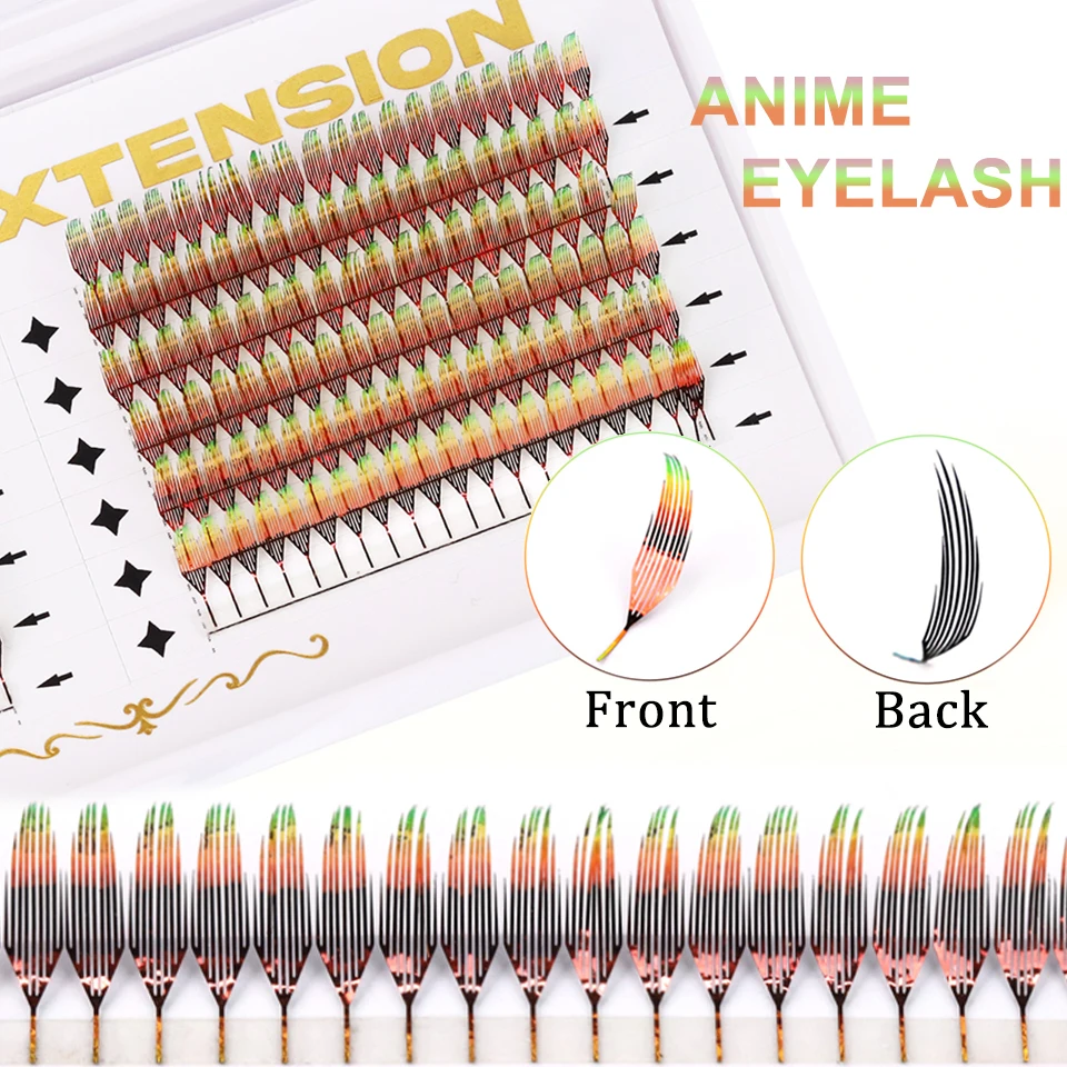 

Colored Anime Spire Feather Shape Eyelash Extension Manga False Eyelashes Promade Fans Comic Wings Lashes Makeup Christmas Party