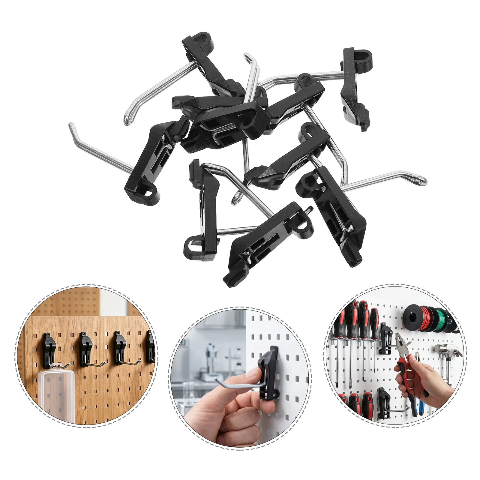 10Pcs Pegboard Hooks Heavy Duty Metal Peg Board Tool Holders for Garage Workshop Wall Organizer Slotted Shelf Hanging Hooks