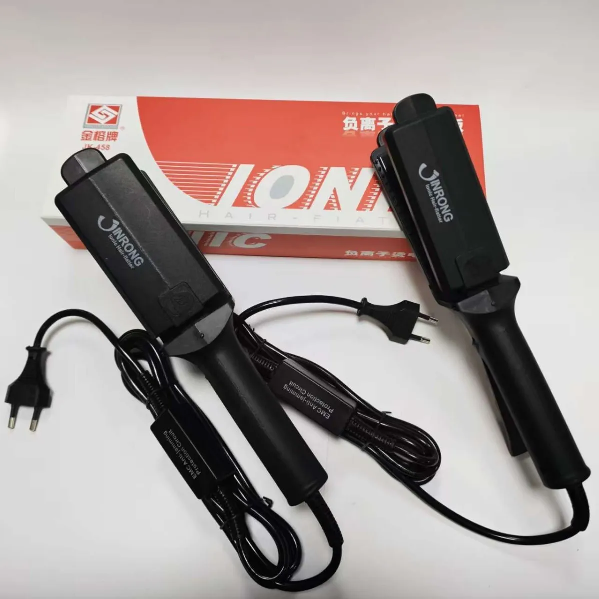 High-Power Professional Home Use Plastic Handle Hair Straightener with Negative Ion Hot Stamping Splint Comb