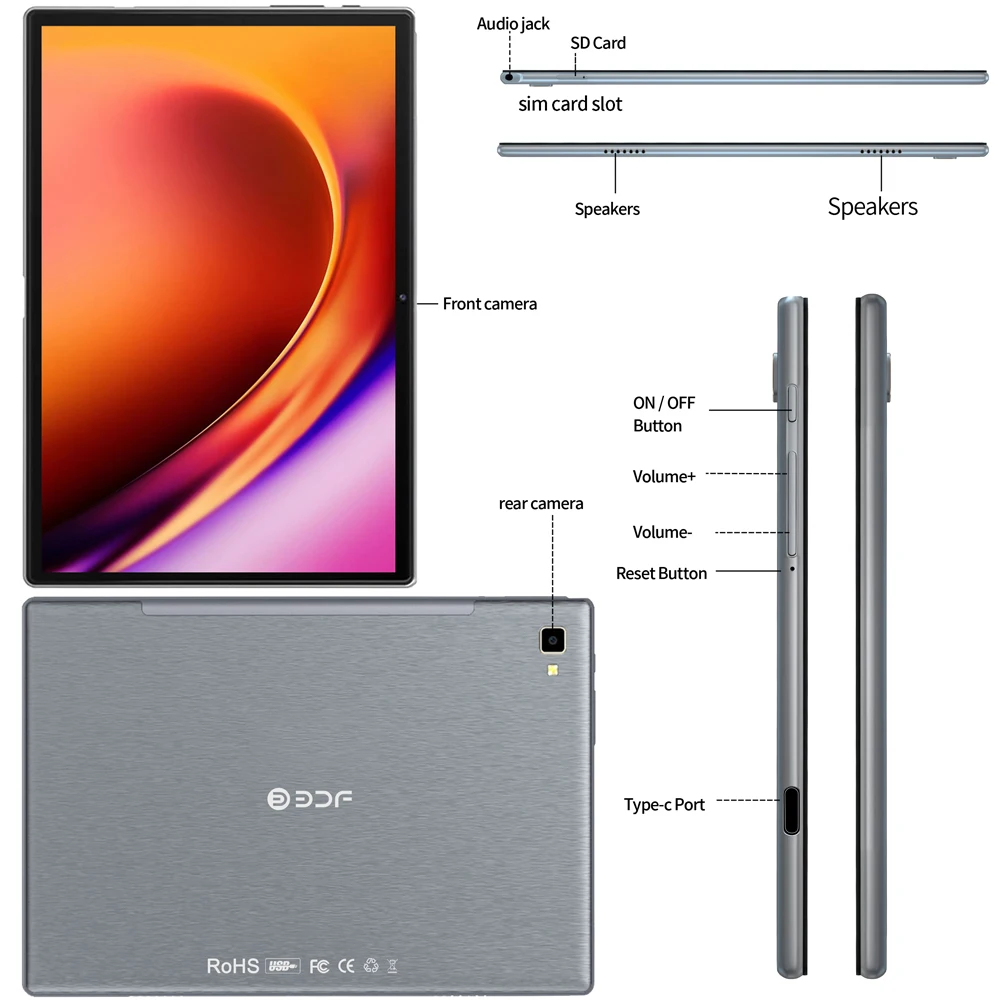 BDF Tablet 10,1 Zoll 4G Lte Sim Karte Octa Core 8GB RAM 256GB ROM Tablets 2,4G/5G Wifi Android 13 Sim Karte Tablet PC – Detail 9