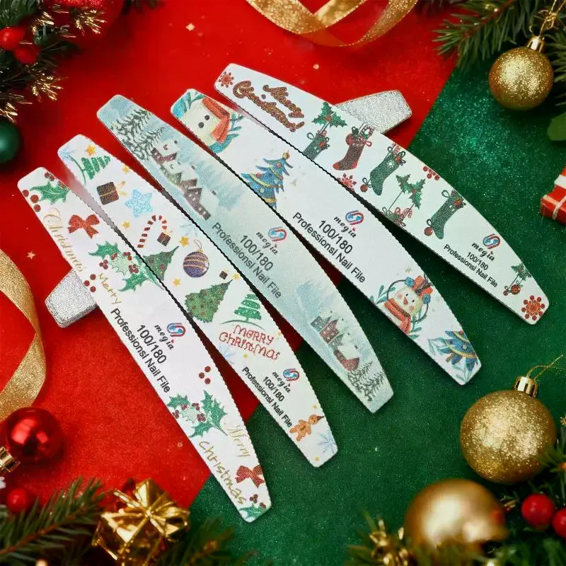 عيد الميلاد ملفات الأظافر على الوجهين مانيكير جل الأظافر صالون المنزل قابل للغسل جيل للأظافر إزالة البولندية عازلة لوحات السنة الجديدة Files1pcs #2