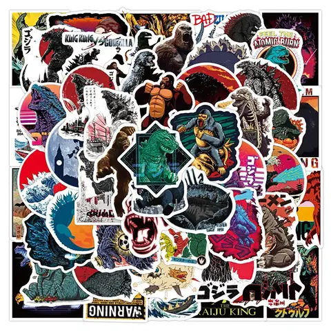 50PCS 고질라 DIY 만화 스티커 전화 트렁크 냉장고 방수 애니메이션 스티커 애니메이션 그림 이미지 장난감 스티커 선물