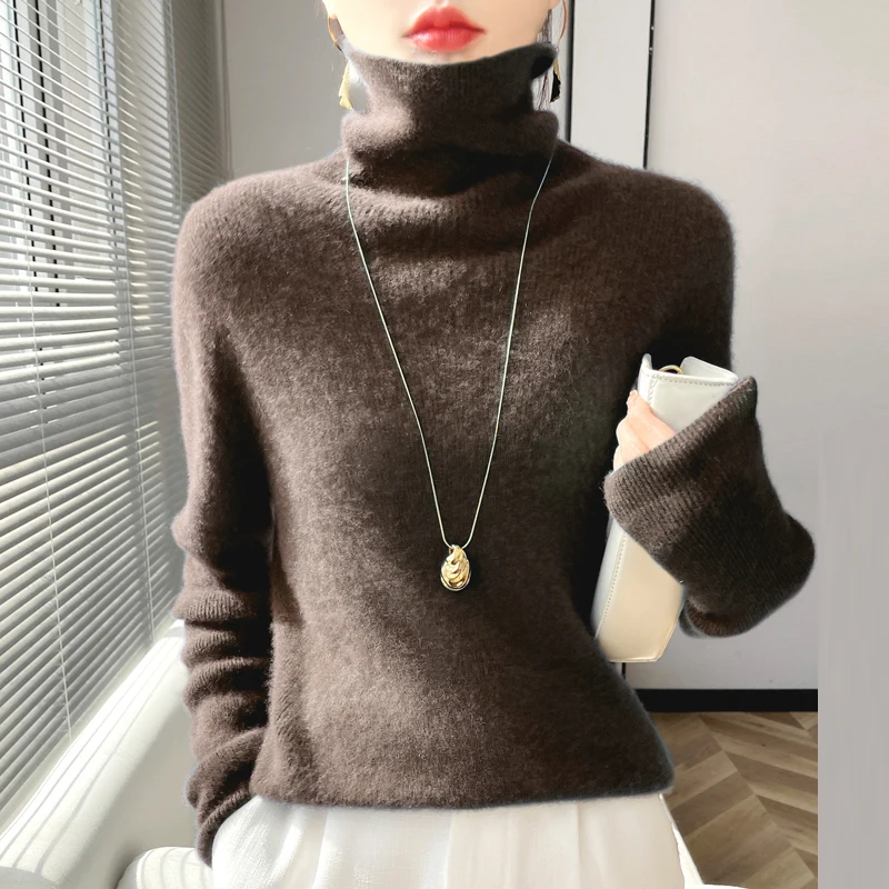 2024 New Autumn Winter Cashmere Sweater Women turtleneck  Pullover Casual Cashmere Sweater Women