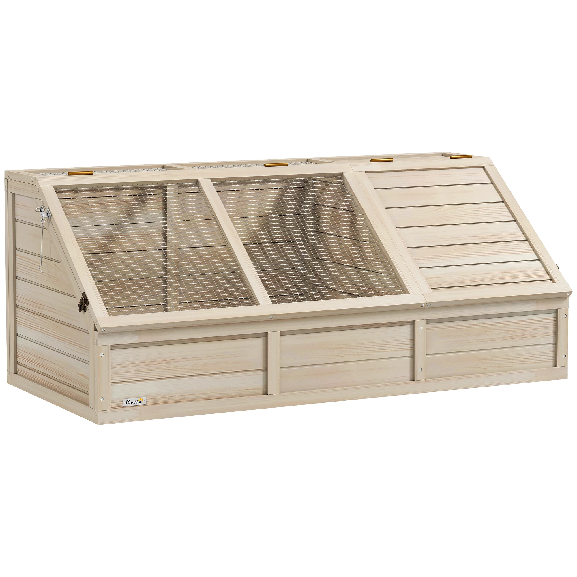 PawHut abbeveratoio per tartarughe, esterno, per piccoli animali con coperchio funzionante, 2 scomparti separati, senza fondo, 120x55x50 cm, colore naturale