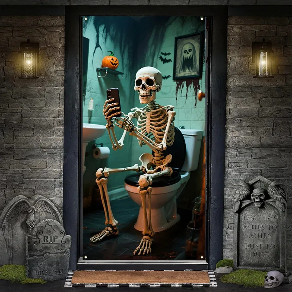 decoracao-de-fundo-para-porta-com-tema-de-esqueleto-de-halloween-para-banheiro-banheiro-aterrorizante-fundo-para-fotografia-de-decoracao-domestica