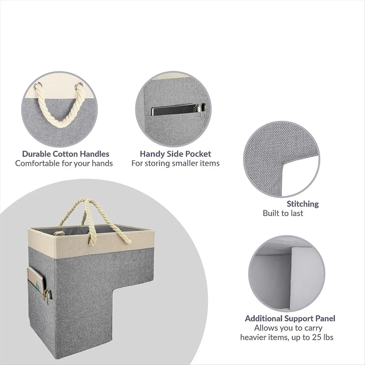 새로운 계단 바구니, 두꺼운 면 로프 손잡이가 있는 접이식 계단 바구니, 카펫용 계단 바구니