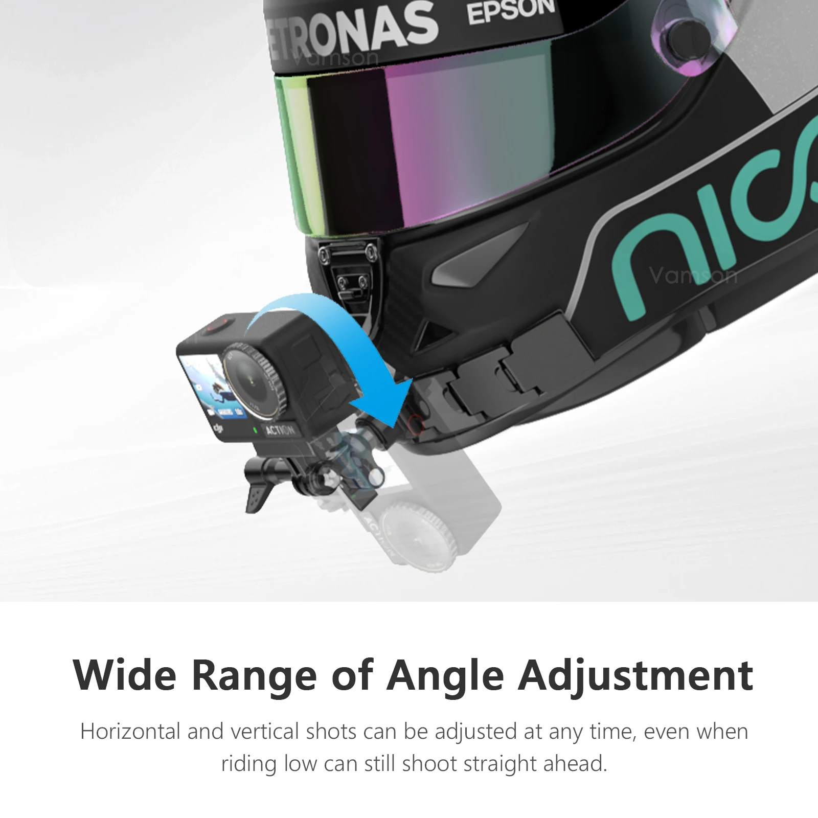 Vamson 오토바이 헬멧 휴대폰 거치대 헬멧 턱 스탠드 마운트, 고프로 히어로 12 11 10 인스타 360 X3 DJI 액션 카메라 액세서리