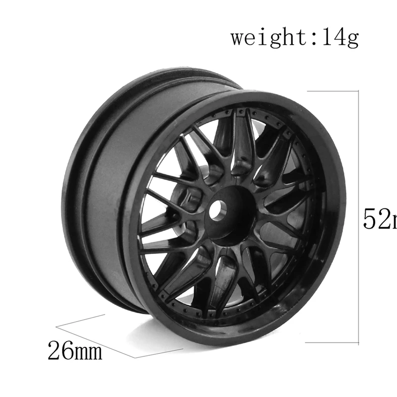 4PCS 1.9Inch Plastic 52MM Wheel Hub Rim For RC Car 1/10 On-Road Drift Traxxas HPI Kyosho Redcat Sakura HSP