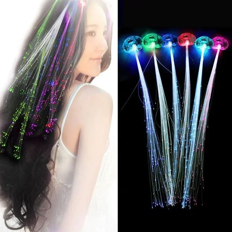 2026 New 2Pcs Set Multicolor LED Fiber Optic Glow Hair Clips Neon Light Hair Barrettes Christmas Party Decor Supplies