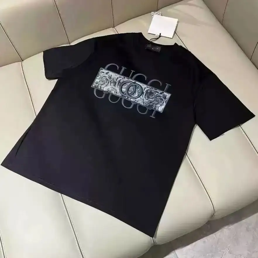 

2025 Summer New Hot Selling Fashion 100% Cotton Niche Design American Women Men Short Sleeve T-shirt Loose Printing T-shirt