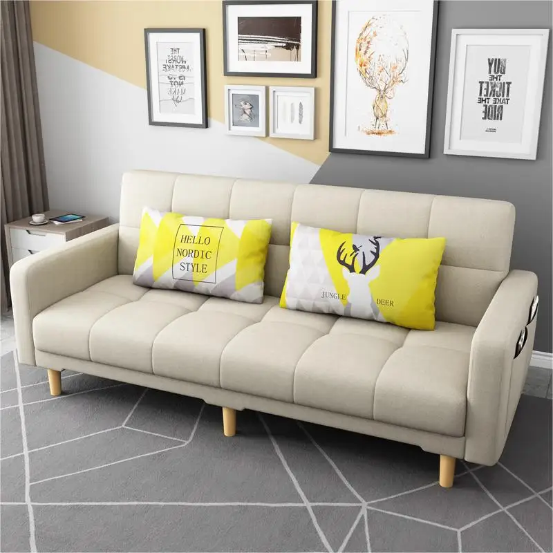 Premium Simple fabric double triple lazy sofa small apartment dual-purpose folding sofa bed