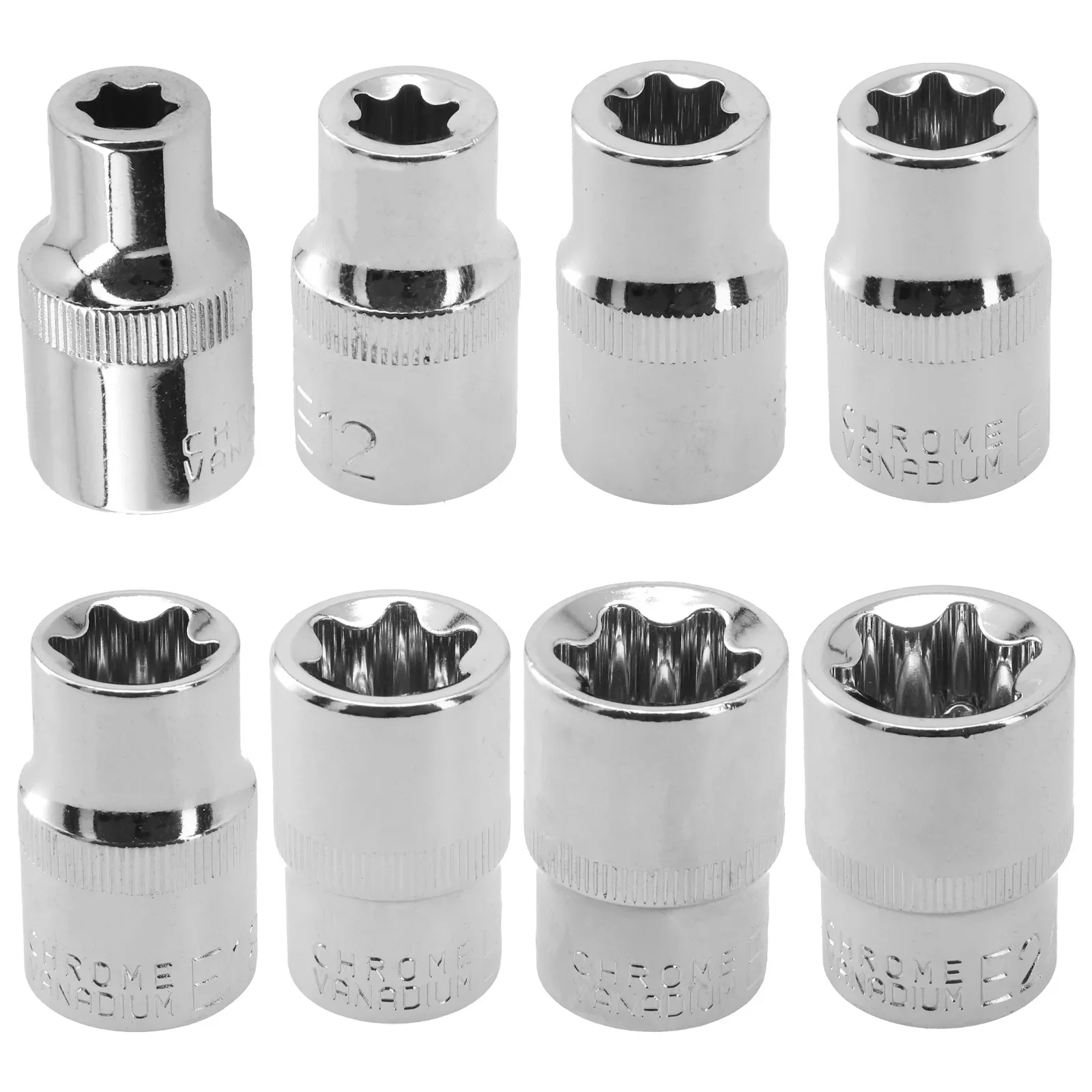 Afbeelding 7: E-type sockets E10 E12 E14 E16 E18 E20 E22 E24 1/2 inch aansluiting voor ratelhandvat voor compatibiliteit met Torx-bevestigingen