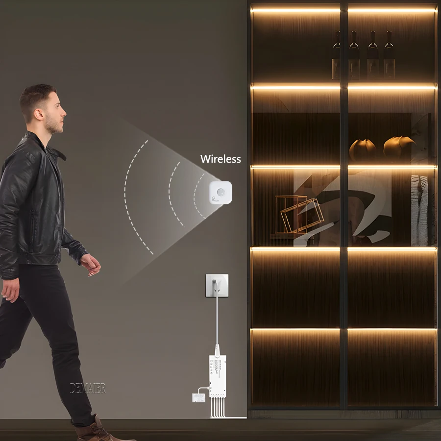 Motion Sensor LED Tape Lights – 3M Wireless Closet Lighting, Auto On/Off, Cut-to-Size Warm Light, Battery-Powered
