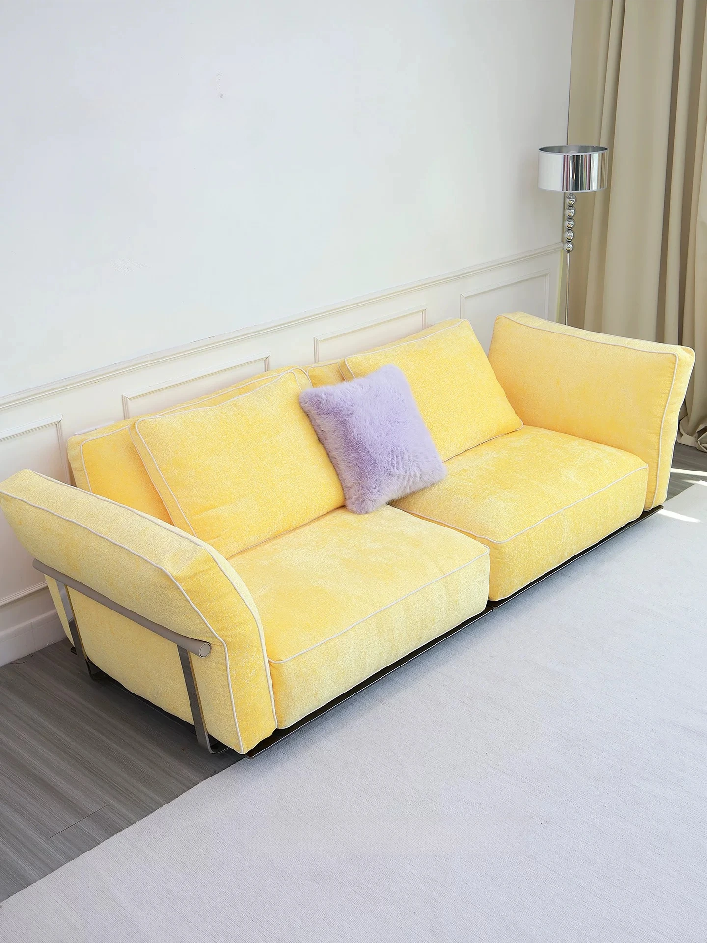 Fabric sofa removable and washable  sofa large apartment living room sofa high backrest Italian minimalist