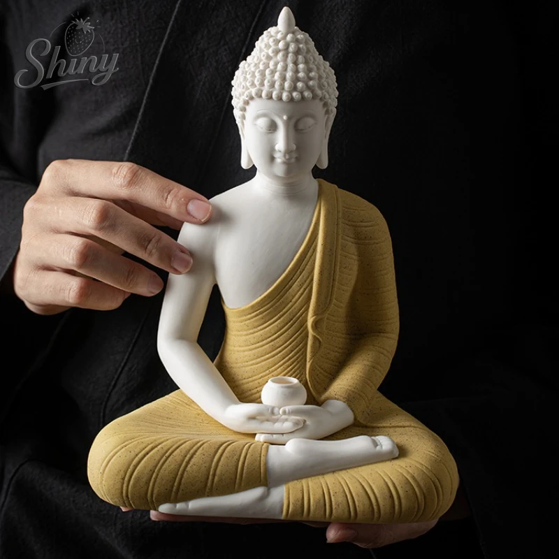 Ceramic Buddha Statues for Worship Amitabha Buddha Medicine Buddha Rudraksha Sakyamuni Home Entrance Desktop Ornaments