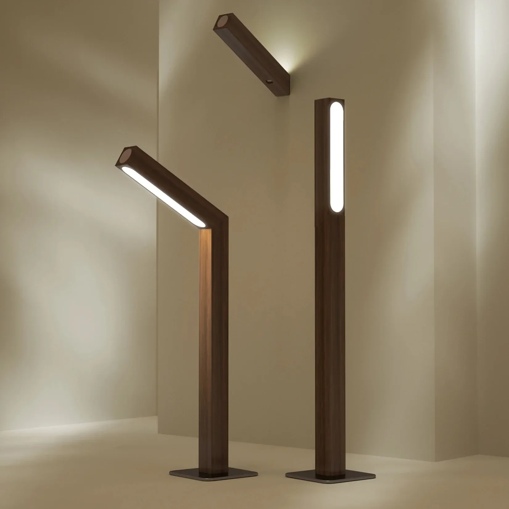 

New Rotating LED table lamp in wood for bedroom, simple bedside lamp, eye protection, Nordic simplicity, design table lamp.