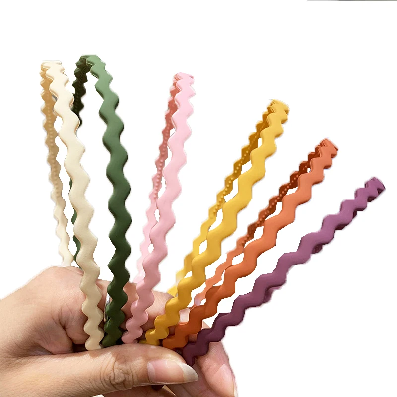 New Fashion Headband Solid Color Wave Thin Head Hoop Toothed Non-Slip Hairbands Makeup Hair Hoop Women Girl Clamp Headwear