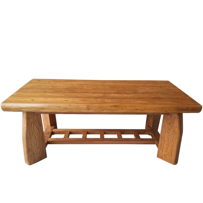 Old elm dining table log, all solid wood furniture multi-functional, rectangular tea table