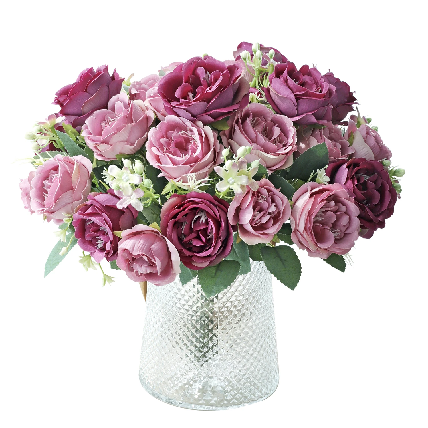 6 Stück Künstliche Pfingstrosen-Blumenpflanzen, Vase, Tisch-, Wohn-, Garten-Dekoration, Hochzeits-Arrangement, Seiden-Brautstrauß, DIY-Geschenk – Detail 2