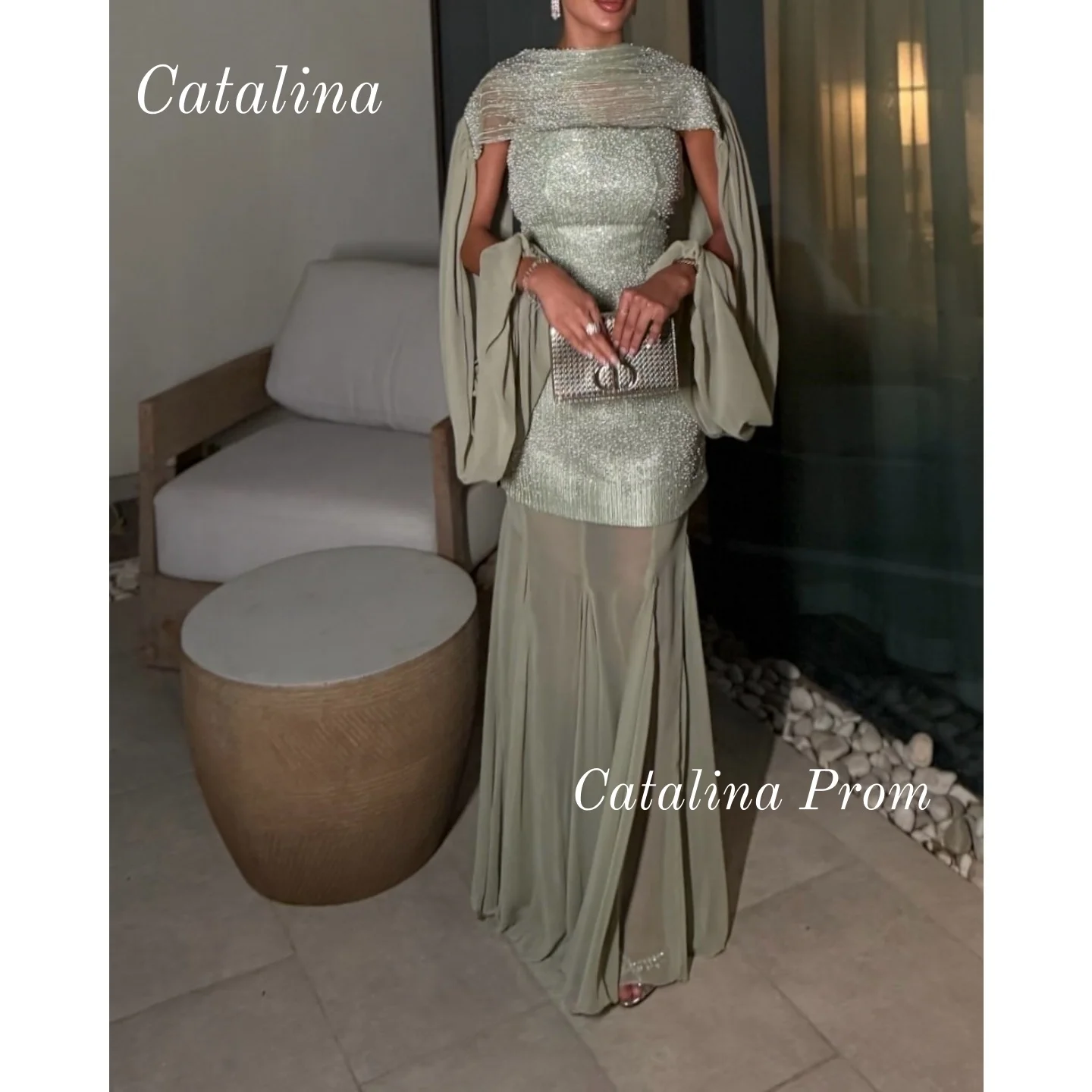 

Green Strapless Prom Dress Stain Ruffle Evening Dress Saudi Arabia Floor Length Mermaid Customized Formal Occasion Dress 2025